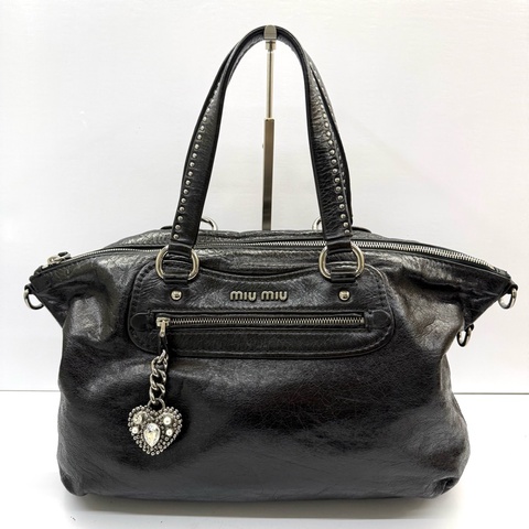 MIU MIU 黑色牛皮手提斜背2way包
