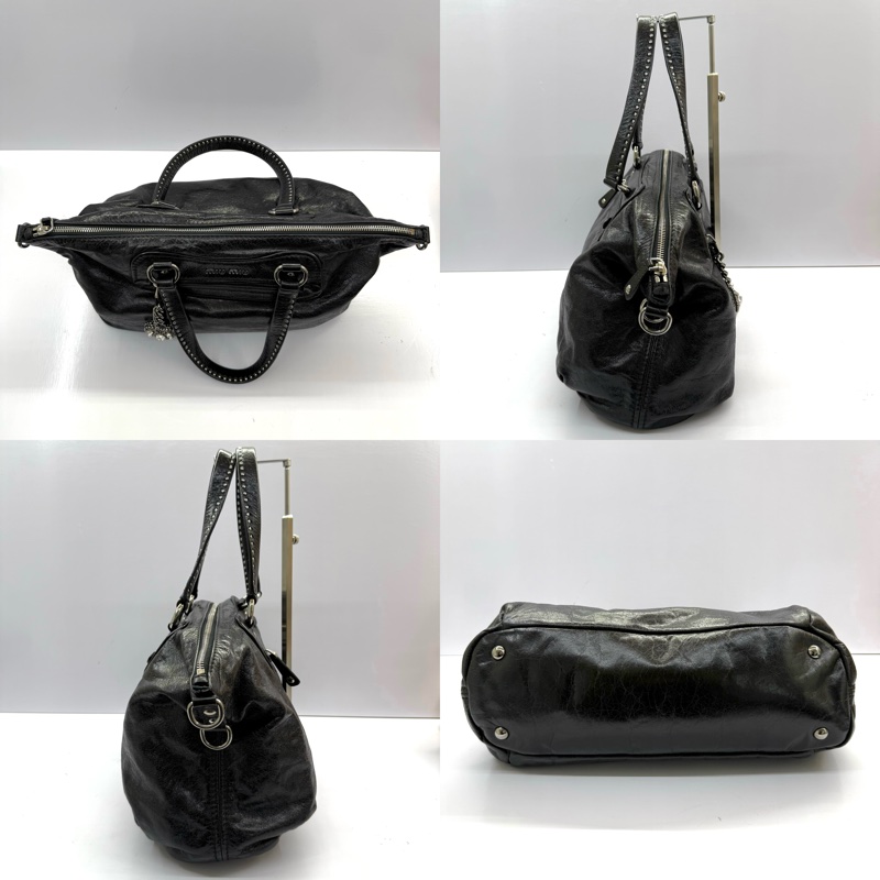 MIU MIU 黑色牛皮手提斜背2way包-3