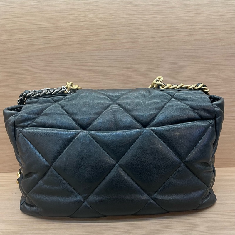 NO:C81 CHANEL 香奈儿 19bag 大号 芯片款 黑色菱格纹羊皮 金銀鏈條包 有塵袋 無卡 無盒子-1