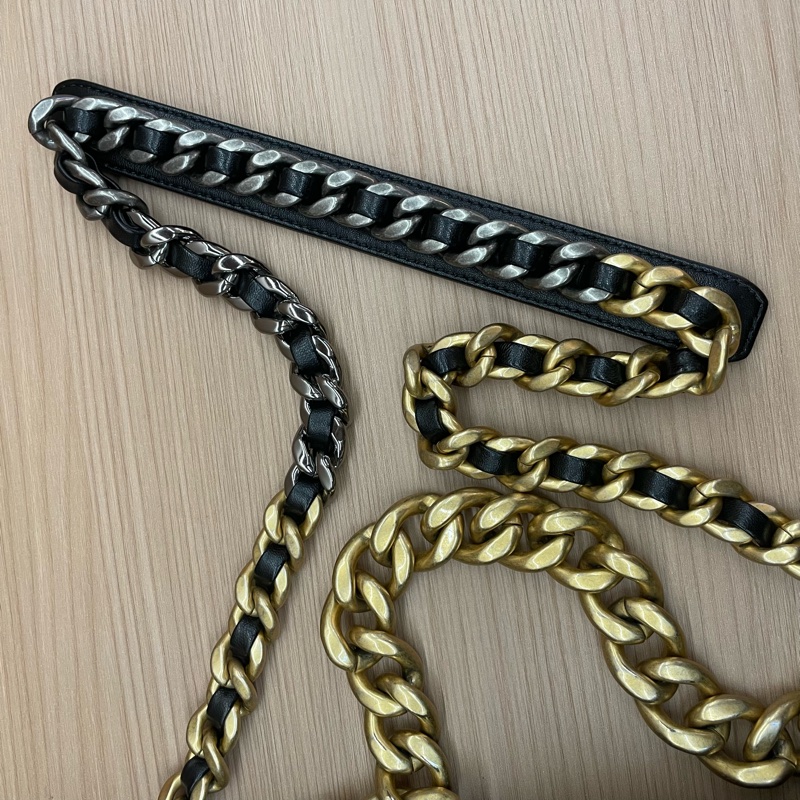 NO:C81 CHANEL 香奈儿 19bag 大号 芯片款 黑色菱格纹羊皮 金銀鏈條包 有塵袋 無卡 無盒子-12