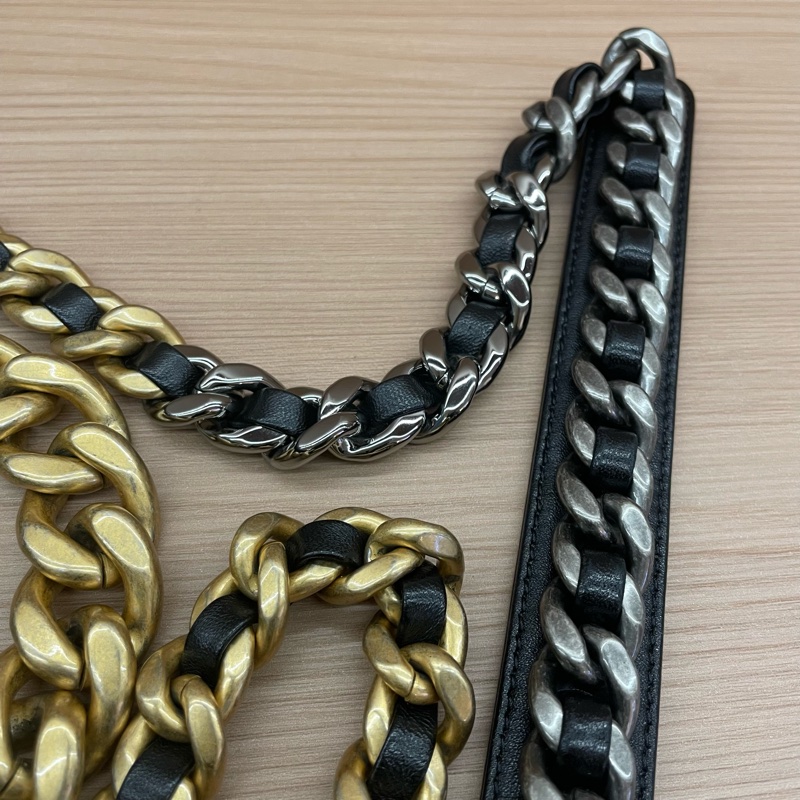 NO:C81 CHANEL 香奈儿 19bag 大号 芯片款 黑色菱格纹羊皮 金銀鏈條包 有塵袋 無卡 無盒子-13