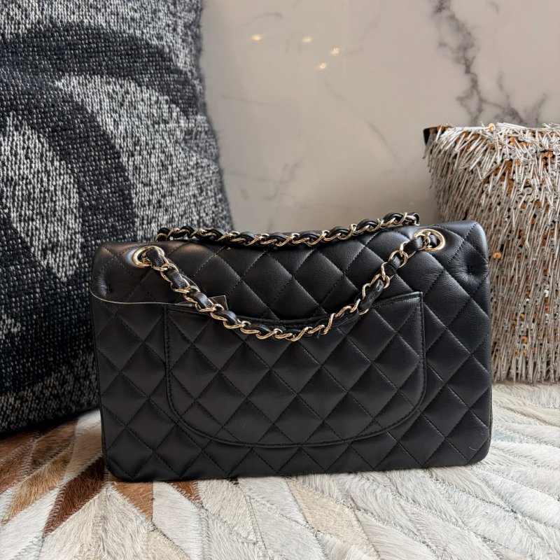 CHANEL 限定款徽章COCO25金鏈鏈包 黑色 晶片-4