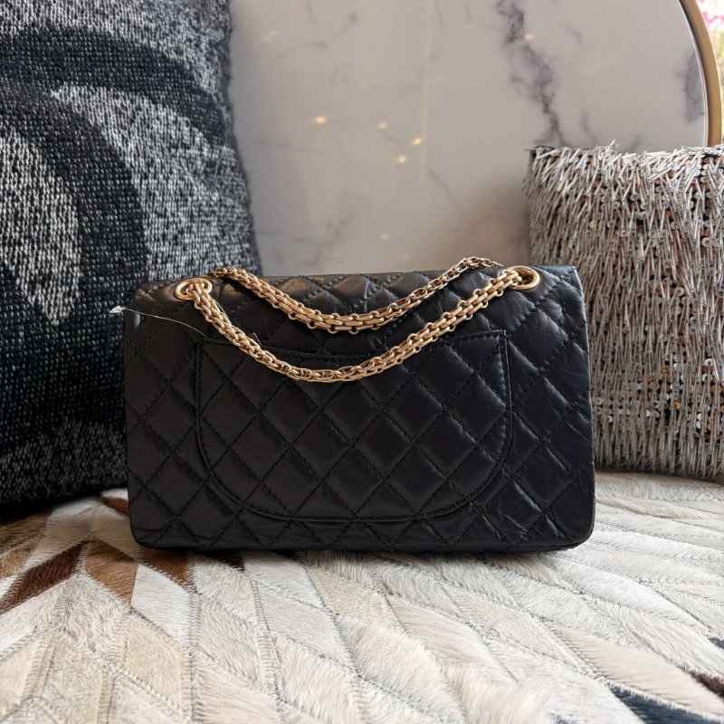 )CHANEL 復刻版徽章包 金鏈24CM 黑色-8