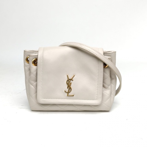 SAINT LAURENT NolitaMini白色羊皮金扣