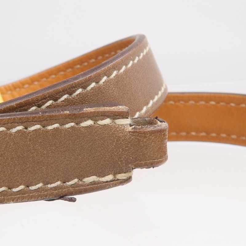 HERMES Swift皮革Rivale Double Tour金扣手鏈Etoupe-7