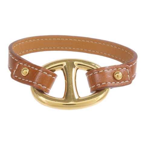 HERMES Tadelakt皮革Granville金扣手鏈Gold