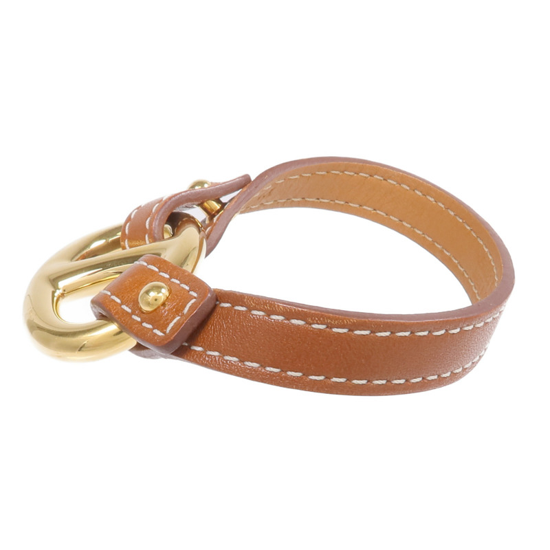 HERMES Tadelakt皮革Granville金扣手鏈Gold-1