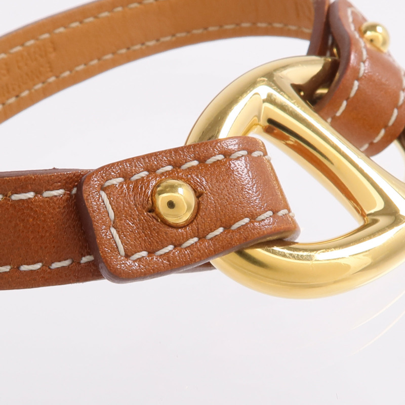 HERMES Tadelakt皮革Granville金扣手鏈Gold-4