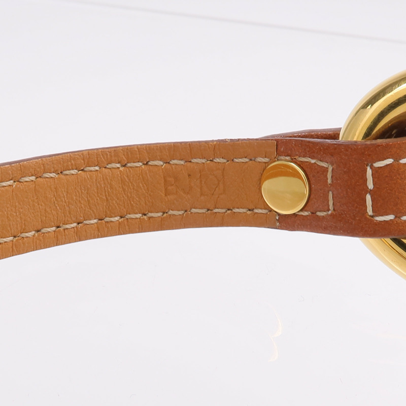 HERMES Tadelakt皮革Granville金扣手鏈Gold-7