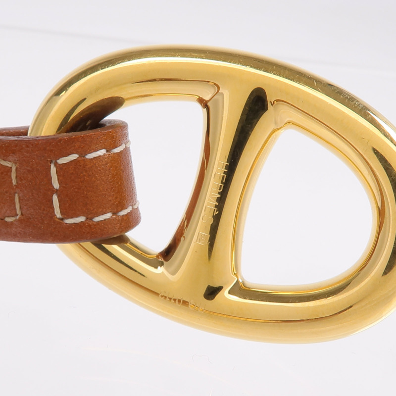 HERMES Tadelakt皮革Granville金扣手鏈Gold-8