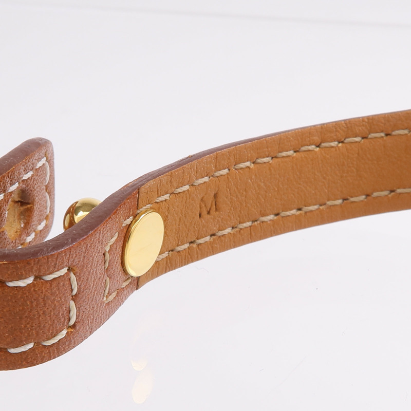 HERMES Tadelakt皮革Granville金扣手鏈Gold-9