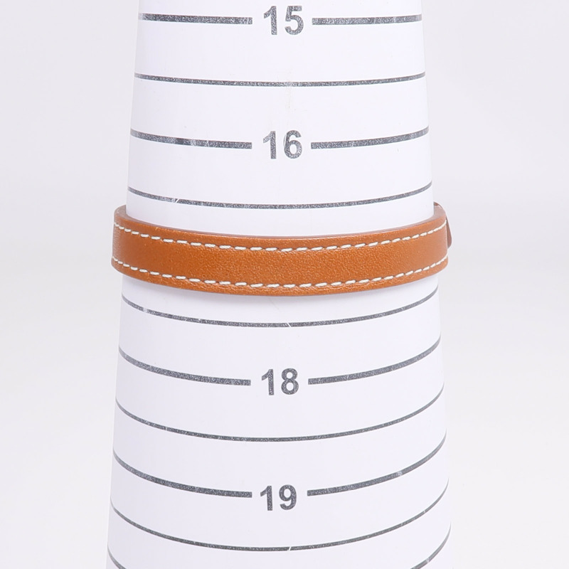 HERMES Tadelakt皮革Granville金扣手鏈Gold-10