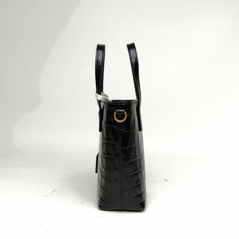 SAINT LAURENT 黑色牛皮金扣手提mini托特斜挎包-1