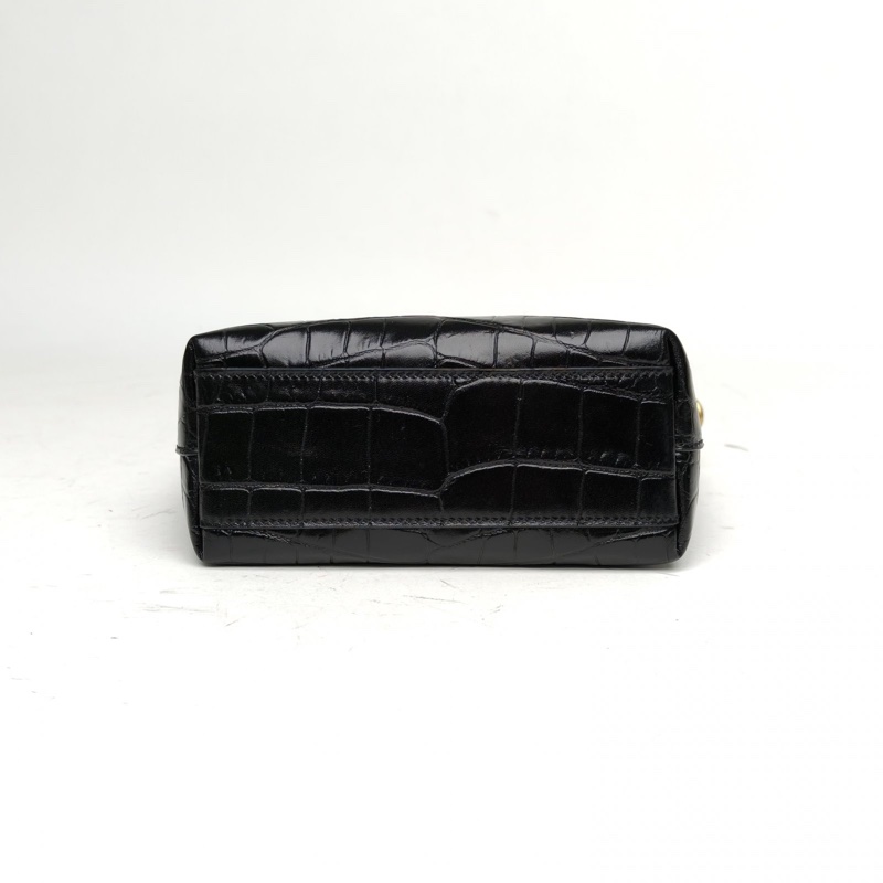 SAINT LAURENT 黑色牛皮金扣手提mini托特斜挎包-3