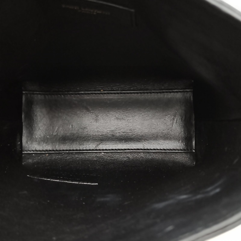 SAINT LAURENT 黑色牛皮金扣手提mini托特斜挎包-4