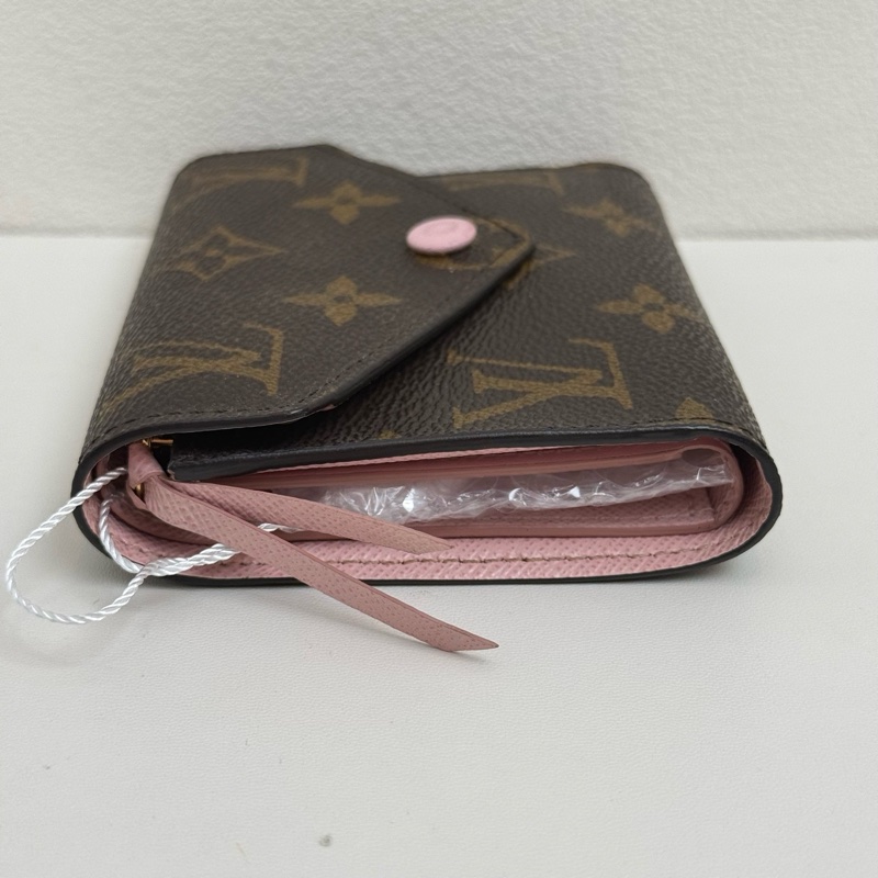 LouisVuitton路易威登 豆豆錢包 粉色 三折錢包🈚附件-3