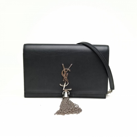 SAINT LAURENT KATEMini17流蘇黑色牛皮銀扣