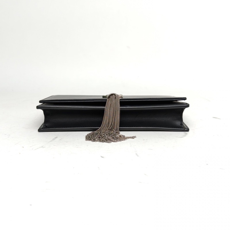 SAINT LAURENT KATEMini17流蘇黑色牛皮銀扣-3
