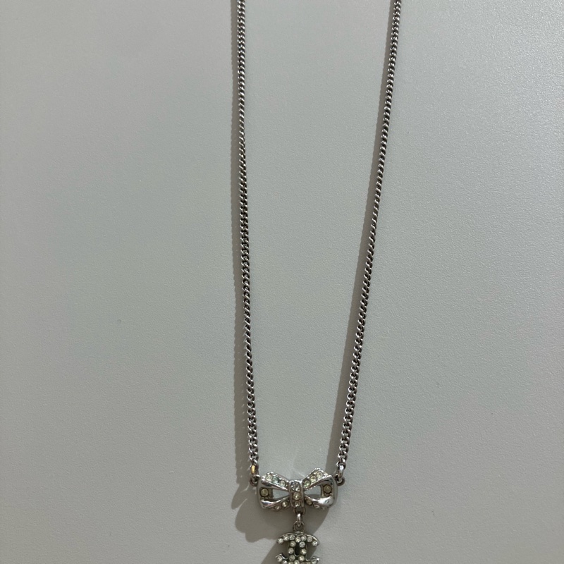 TK2001	香奈兒 蝴蝶水鑽 頸鏈Chanel Ribbon With CC Logo Crystal x PHW Necklace-10