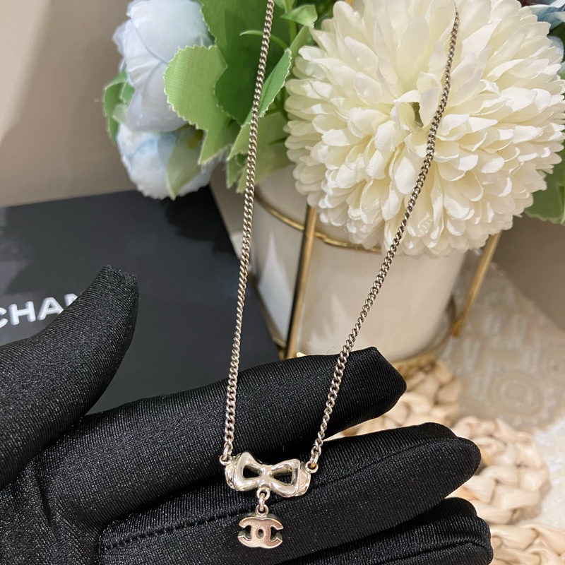 TK2001	香奈兒 蝴蝶水鑽 頸鏈Chanel Ribbon With CC Logo Crystal x PHW Necklace-16