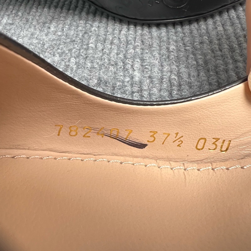 未使用品 Gucci古馳 GG logo黑色皮面馬銜扣涼鞋 37.5碼-6