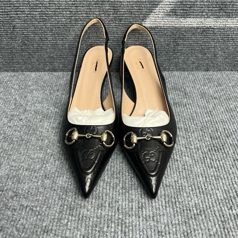 未使用品 Gucci古馳 GG logo黑色皮面馬銜扣涼鞋 37.5碼-7