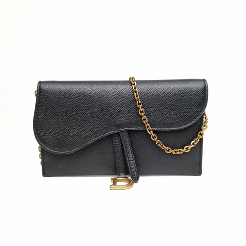 DIOR SADDLE馬鞍鏈條WOC二合一黑色牛皮金扣2020