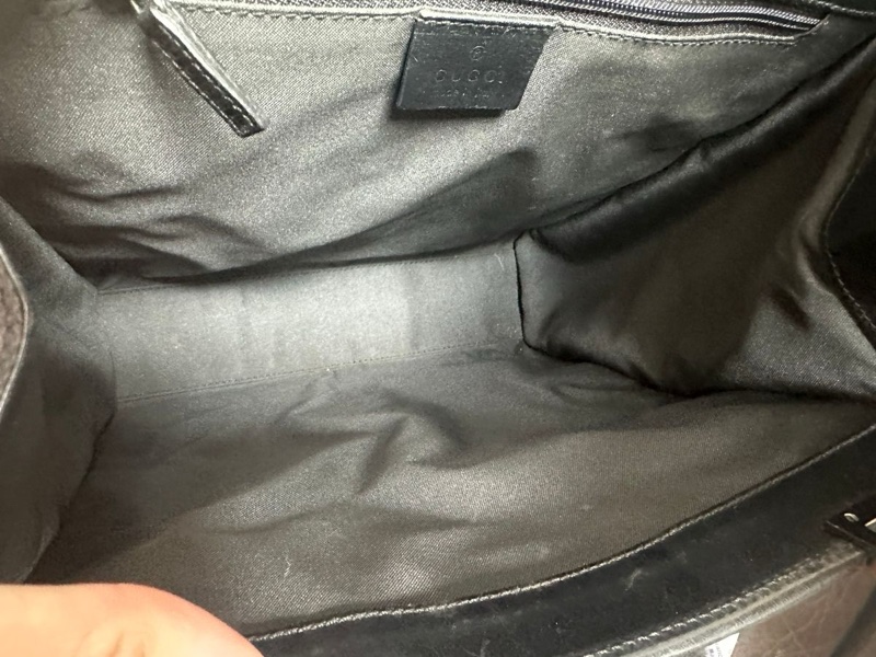 古馳 黑色  老花 腋下包 托特包 肩背包 手拿包 gucci 經典老花 賈姬 jackie lock 黑色 琴譜包 方正托特包-10