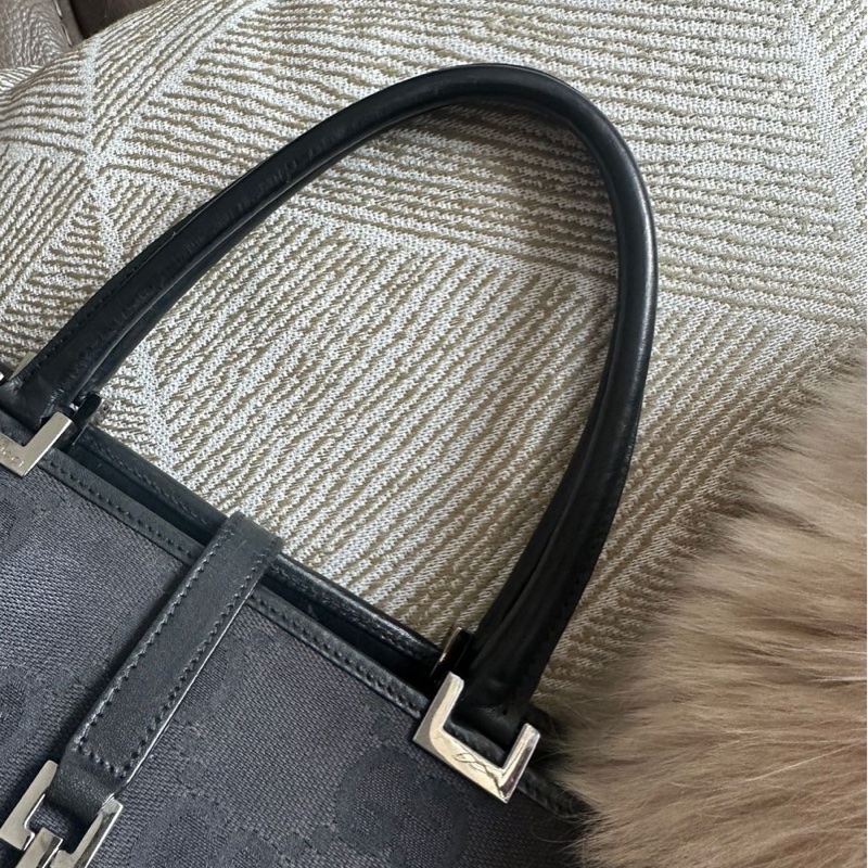 古馳 黑色  老花 腋下包 托特包 肩背包 手拿包 gucci 經典老花 賈姬 jackie lock 黑色 琴譜包 方正托特包-11