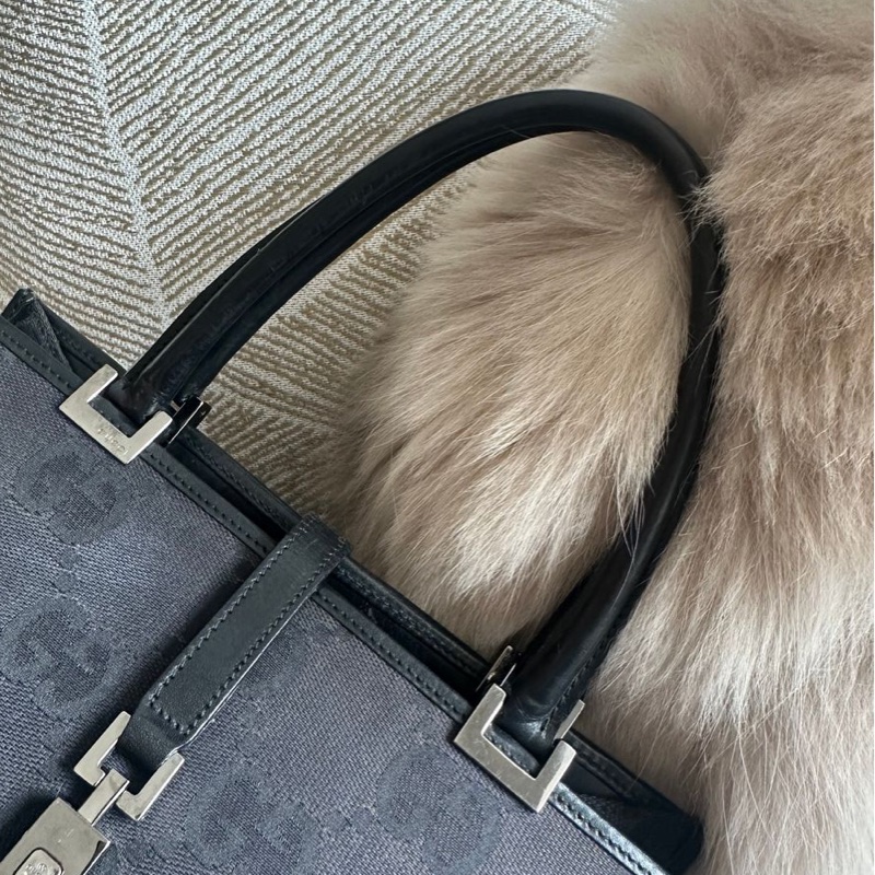 古馳 黑色  老花 腋下包 托特包 肩背包 手拿包 gucci 經典老花 賈姬 jackie lock 黑色 琴譜包 方正托特包-12