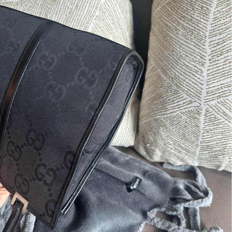 古馳 黑色  老花 腋下包 托特包 肩背包 手拿包 gucci 經典老花 賈姬 jackie lock 黑色 琴譜包 方正托特包-15