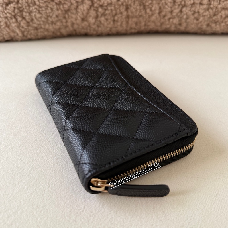 香奈兒 Chanel 經典加大拉鍊卡包 荔枝牛皮-5