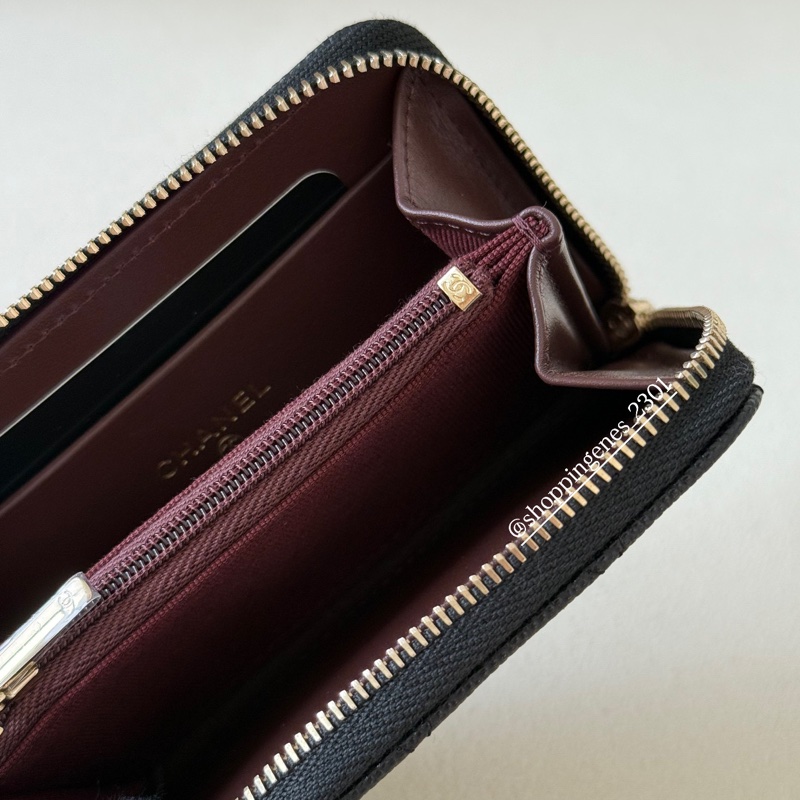 香奈兒 Chanel 經典加大拉鍊卡包 荔枝牛皮-6