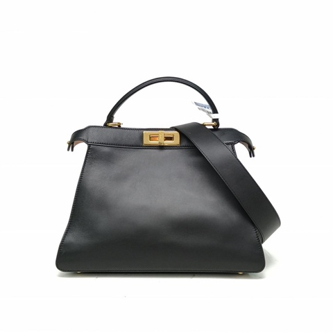 FENDI PEEKABOOREGULAR中號黑色牛皮金扣