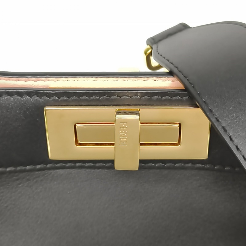 FENDI PEEKABOOREGULAR中號黑色牛皮金扣-4