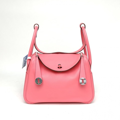 HERMES Lindy26新唇膏粉EC皮C刻銀扣