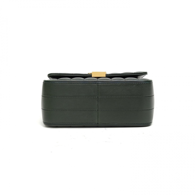 SAINT LAURENT Vicky中號綠色羊皮金扣-3