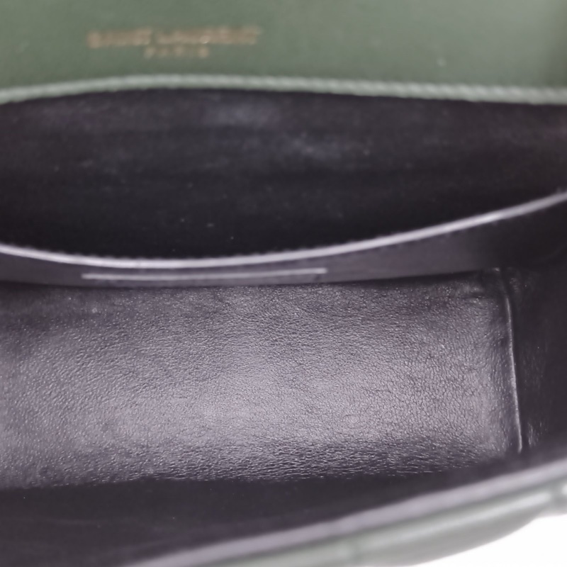 SAINT LAURENT Vicky中號綠色羊皮金扣-5
