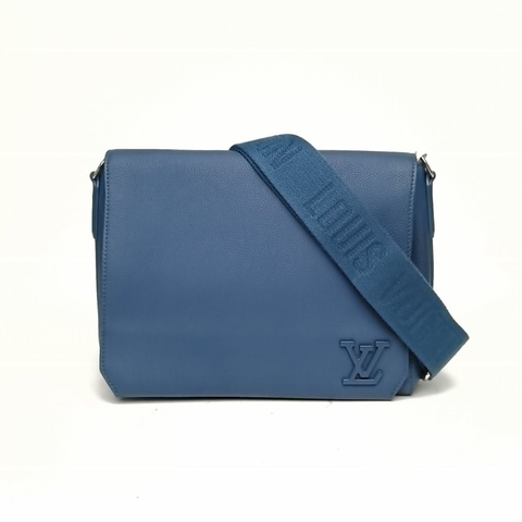 LOUIS VUITTON 藍色牛皮晶片Takeoff郵差包