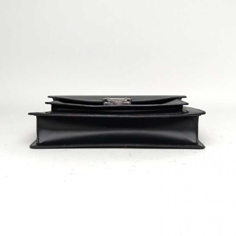 LOUIS VUITTON 中古水波紋蒙梭公事包黑色EPI水波紋牛皮2009-3