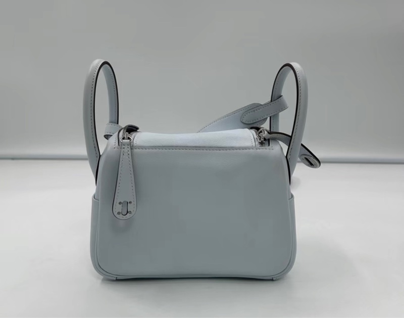 Hermes 愛馬仕 s皮 銀扣 mini Lindy 聖杯藍，z刻-2