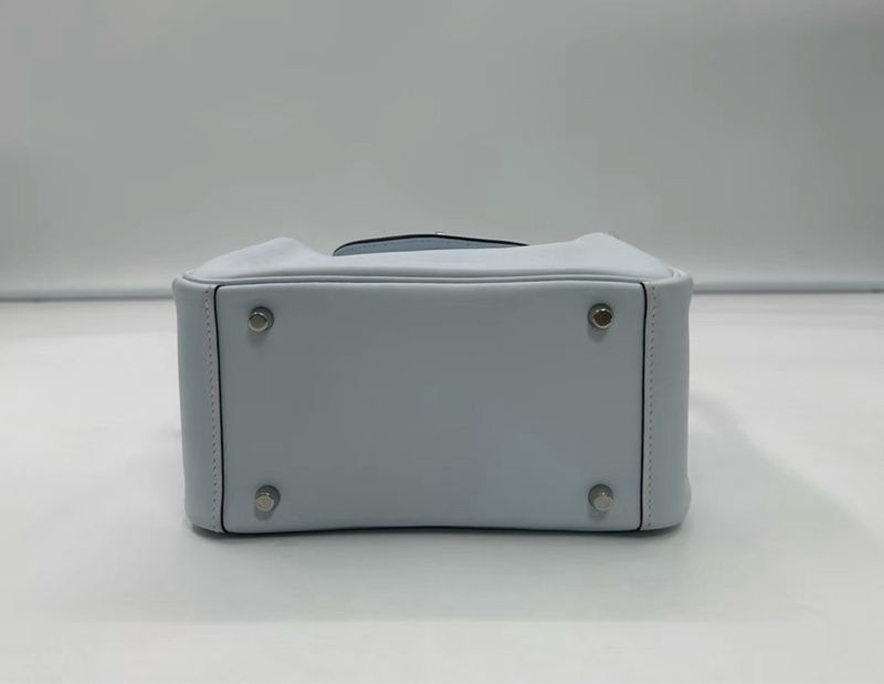 Hermes 愛馬仕 s皮 銀扣 mini Lindy 聖杯藍，z刻-5