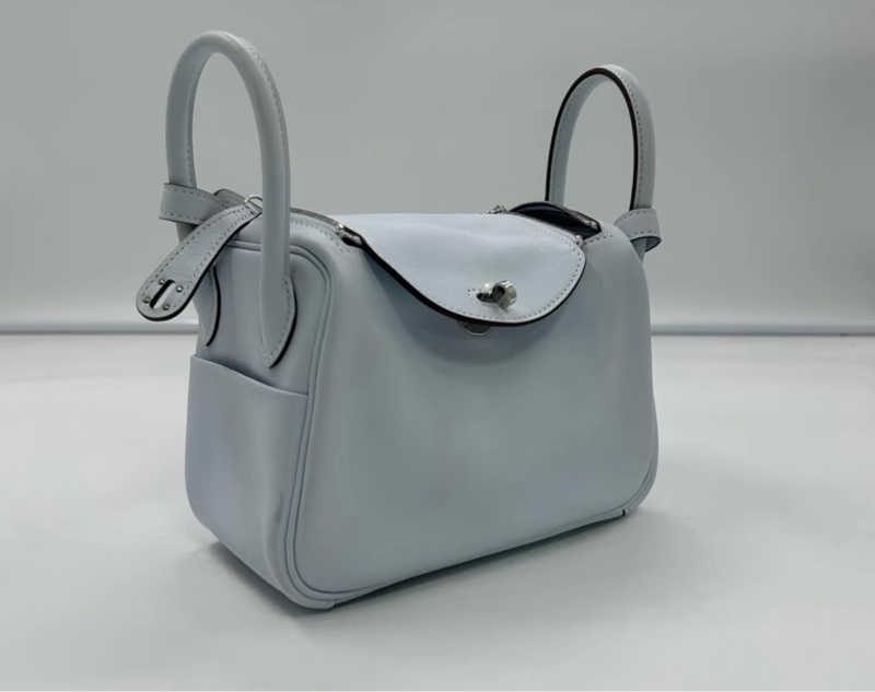 Hermes 愛馬仕 s皮 銀扣 mini Lindy 聖杯藍，z刻-7
