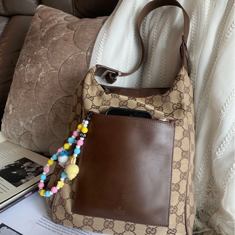 古馳 gucci 老花 腋下包 肩背包 GG Monogram 緹花帆布 Hobo半月包 牛角包 單肩腋下包-2