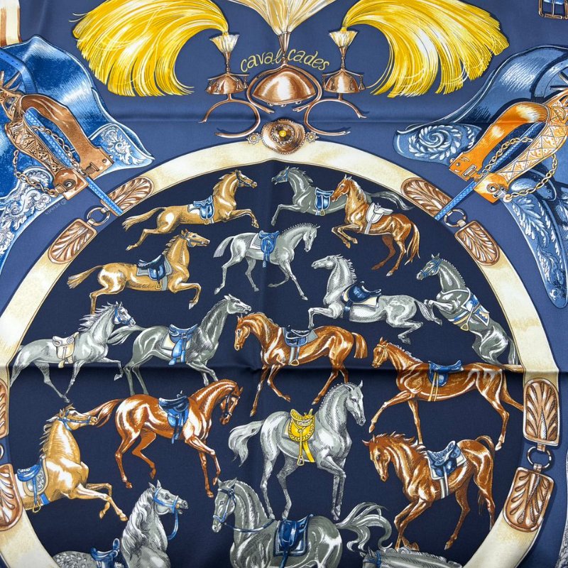 Hermès Carré 90 馬具主題真絲方巾-1