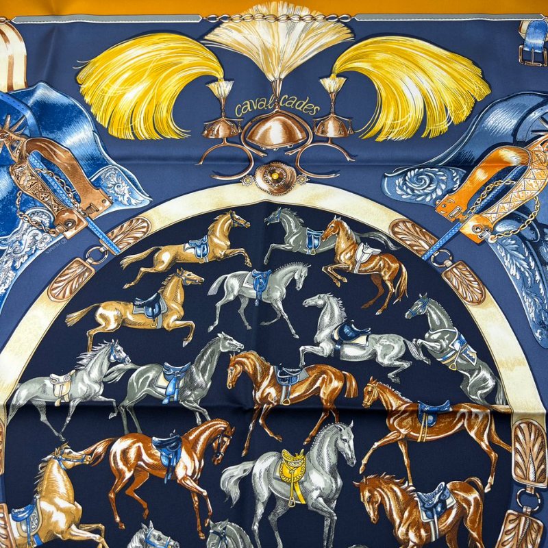 Hermès Carré 90 馬具主題真絲方巾-4