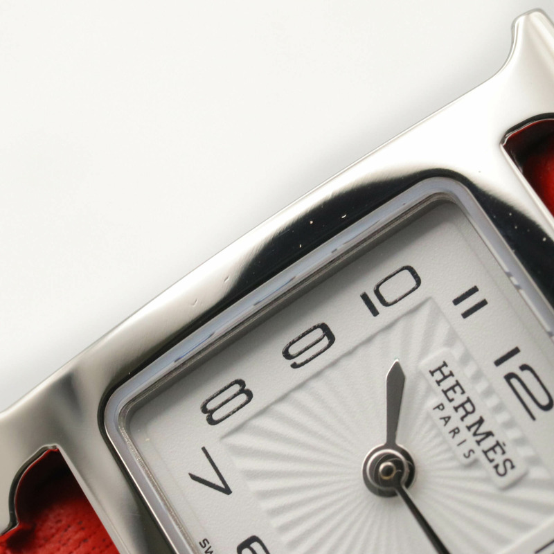 愛馬仕 H-Watch Mini 雙圈腕錶，不鏽鋼錶殼，皮革錶帶，女士款，白色 (HH1.110)-9