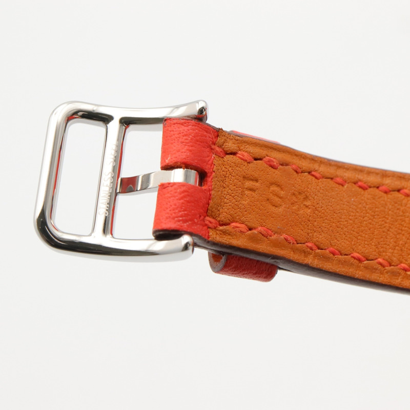 愛馬仕 H-Watch Mini 雙圈腕錶，不鏽鋼錶殼，皮革錶帶，女士款，白色 (HH1.110)-12