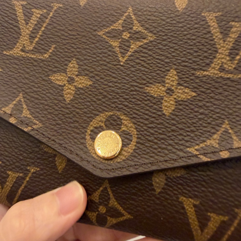 LV 原花金釦內芭蕾粉Sarah長夾M60531-1