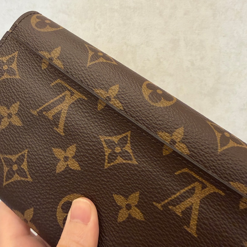 LV 原花金釦內芭蕾粉Sarah長夾M60531-6